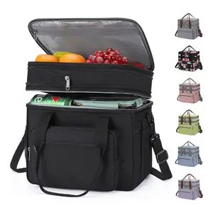 Portable 1 Shoulder Food Delivery Waterproof Outdoors Multi Color Large Capacity Partition Grid Oxford Personalized Cooler Bag