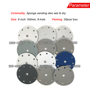 Disque de ponçage en mousse de 6 pouces à 9 trous avec fixation auto-agrippante, abrasif, pour ponçage humide et sec, idéal pour le métal, le bois et le polissage de meubles - Product Image 3
