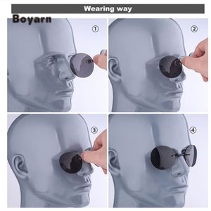 Boyarn – Mini lunettes de soleil sans monture Uv400 pour hommes, à Clip sur le nez, lentille ronde, Hacker Empire <span class=keywords><strong>Matrix</strong></span> Morpheus, Vintage - Product Image 4