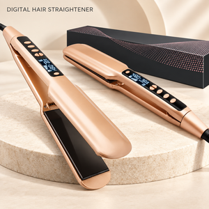 Lisseur à cheveux professionnel <span class=keywords><strong>en</strong></span> aluminium à plaques larges, personnalisé OEM ODM, avec écran LCD, 55W, pour hôtel, usage commercial et domestique - Product Image 1