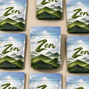 Sachets de matcha personnalisés en petite série, imprimés numériquement, métallisés, refermables, à fond plat, pour thé, protéines en poudre et snacks - Product Image 3
