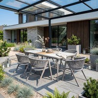 Meiqi - Ensembles de meubles de salle à manger d'extérieur modernes pour l'été, avec cadre en alliage d'aluminium et rotin PE de haute qualité, résistant aux intempéries