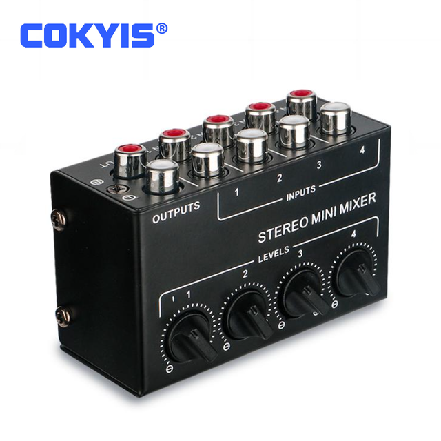 Portable Mini Hi-Fi 4-Channel Stereo Mixer & Mini Amplifier for Studio Stage DJ Use