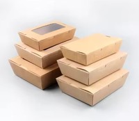 Boîte alimentaire en papier kraft imprimée sur mesure 1000 ml, compatible micro-ondes, anti-fuite, bento, vente en gros pour burgers