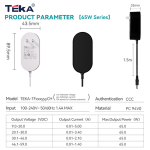 65 Wát Wall Mount Power Supply 12V5A/24v2.5a/20v3.25a cho hệ thống âm thanh, Bộ định tuyến, màn hình, Mini PC, máy chiếu với CN cắm - Product Image 5