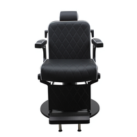 Sillas de Barbero de Cuero Genuino, Silla de Barbero Hidráulica con Base Negra, Equipo de Barbería, Silla de Estilo Profesional