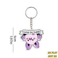 Porte-clés en acrylique « Hang in There » avec chauve-souris rose et bannière, breloque de sac et accessoire de porte-clés motivant, Kawaii Gothique, pour étudiants