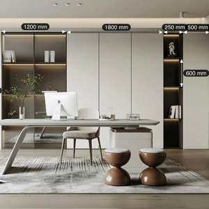 Estante De Madeira Porta De Vidro Deslizante Com Conversível Extensível Refrigeração Dobrável Características Biblioteca Bookshelf - Product Image 2