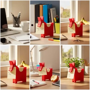 Mule Notepad Clip Red Plastic Memo Holder Desk Organizer For Office Home Use - Product Image 1