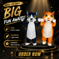 Costume gonflable de chat de dessin animé pour adulte, tenue intégrale de mascotte gonflable, avec patch poitrine blanc, pour Halloween et spectacles sur scène