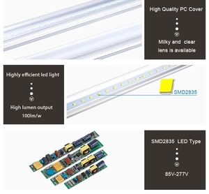 Tube LED intégré T8 6W 10W 14W 18W 24W <span class=keywords><strong>32W</strong></span>, luminaire <span class=keywords><strong>T5</strong></span> de 8 pieds - Product Image 2