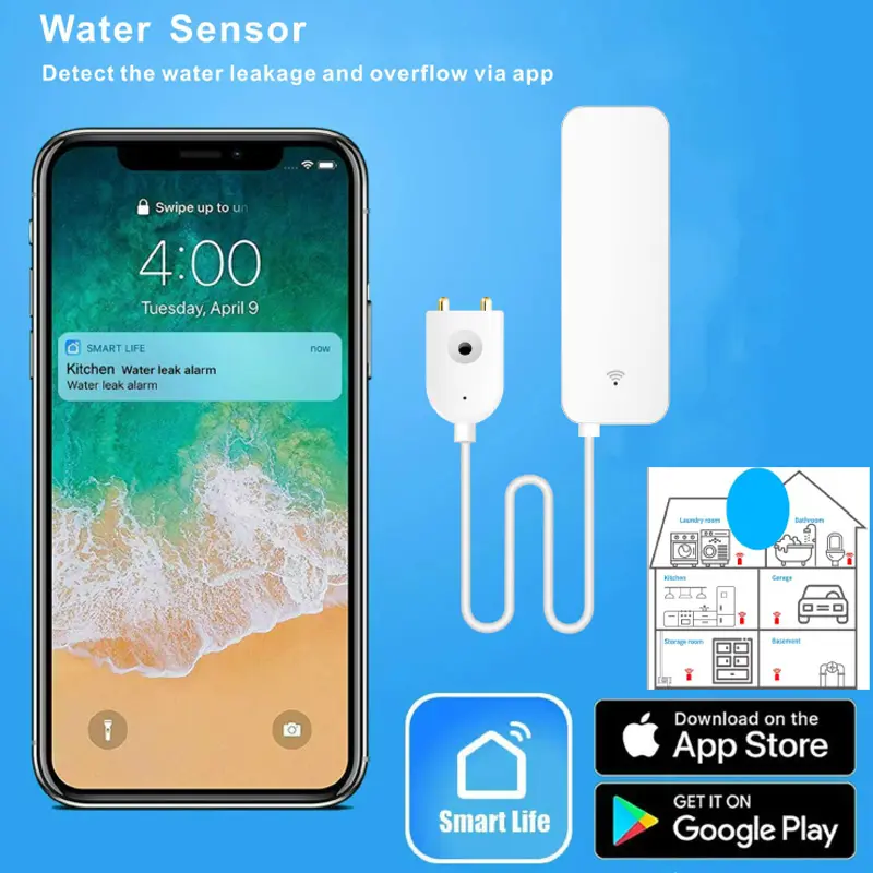 TUYA Drahtlose Wasser Leckage Detektor Flut Sensor für Smart Home WiFi Wasser Leck Sensor