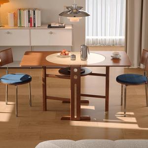 Midcentury Modern Solid Wood Oval Folding Dining <b>Table</b> Metal Legs 2 Seater <b>Small</b> Apartment Use - Product Image 4