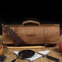 Sac de rangement portable personnalisé en toile cirée pour couteaux, avec bandoulière réglable, sac de transport pour couverts de cuisine OEM ODM S