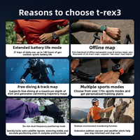 Reloj Deportivo Inteligente Huami T-Rex3, Navegación para Montañismo al Aire Libre, Posicionamiento GPS, Resistente al Agua, Frecuencia Cardíaca, Oxígeno en Sangre, Pulsera