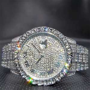 Relojes de Diamantes de Lujo Únicos para Mujer, Reloj Redondo Plateado con Esfera Personalizada, Relojes de Pulsera de Cuarzo de Lujo con Circonitas - Product Image 4