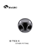 Raccord en T à trois voies Bykski B-TE3-X Premium pour refroidissement liquide - Argent/Noir pour systèmes de refroidissement liquide de PC de bureau, fabriqué en Chine