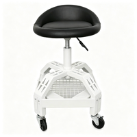 Tabouret de bar moderne à roulettes, réglable en hauteur, robuste, avec coussin en mousse PU, base métallique et rangement en maille