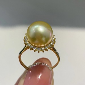 Anillo de Plata de Ley S925 con Diseño de Girasol de 12-13 mm con Micro Imperfecciones, Incrustaciones de Perlas Naturales y Cuentas Doradas, en Caja de Regalo - Product Image 1