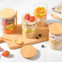 Stoples Penyimpanan Makanan Overnight Oats 7oz 220ml, Stoples Bumbu Kopi, Wadah Kaca dengan Tutup dan Sendok
