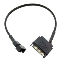 Câble adaptateur d'alimentation ventilateur SATA 4 broches, répartiteur de ventilateur de boîtier PC 15 broches (4x 3/4 broches), 27 cm, gainé, 12V constant, refroidissement pleine vitesse pour imprimante