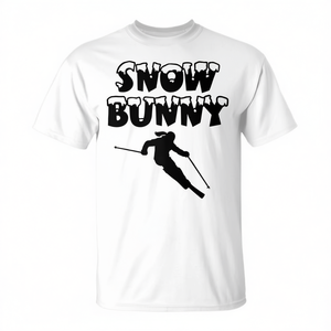 Camiseta Snow Bunny Skier Unisex para Adultos, Cuello Redondo, Manga Corta, Impresión en Serigrafía, Tallas S M L XL XXL, Blanca con Estampado Gráfico de Esquí - Product Image 3