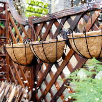 Pot de fleurs en métal, panier suspendu pour plantes avec doublure en fibre de coco, taille personnalisée, porte-plantes rond en fil métallique, panier chinois en fer noir