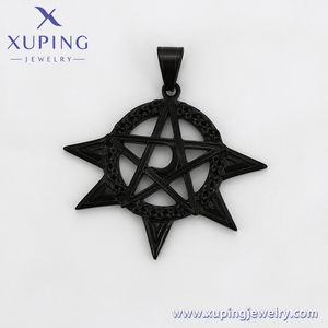 34767 TTM XUPING, colgante de pentagrama de acero inoxidable negro, joyería de moda inspirada en lo oculto para ambos - Product Image 4