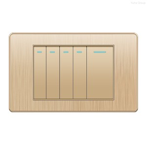 Panneau d'interrupteurs standard américain en or brossé 118, prise murale avec interrupteur 1/2/3/4/5/6 voies - Product Image 5