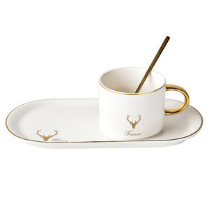 Set di Tazze da Caffè <span class=keywords><strong>e</strong></span> Piattini in Porcellana Opaca di Lusso, Bestseller in Nero, Bianco, Rosso, Verde, <span class=keywords><strong>Oro</strong></span> <span class=keywords><strong>e</strong></span> Colorato, con Cucchiaino - Product Image 6