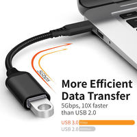 Adaptador USB C a USB 3.0, Cable OTG de 5 Gbps, Tipo C Macho a USB A Hembra, Trenzado de Nailon y Aluminio, Compatible con Laptop