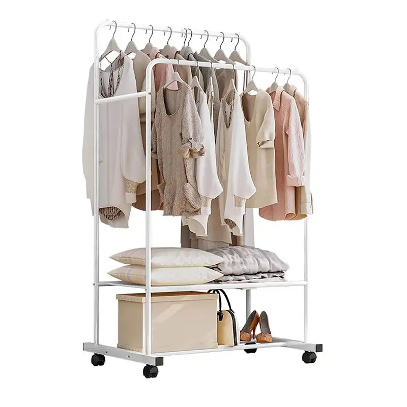 Вешалка для одежды, штабелируемые металлические вешалки для одежды с полками и колесами для магазина одежды