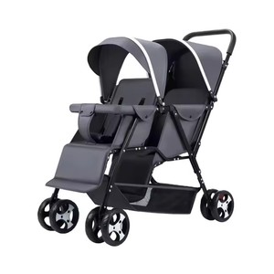 Passeggino Gemellare con Doppia Seduta, Carrozzina per Bambini di Alta Qualità in Lino, Leggero <span class=keywords><strong>e</strong></span> Pieghevole, Portatile per Viaggi, Adatto da 0 a 3 Anni - Product Image 6