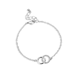 Pulsera de latón con diseño de doble círculo para mujer, cadena fina, chapado en oro PVD de 18k, circonita, amuleto de moda, en stock - Product Image 3