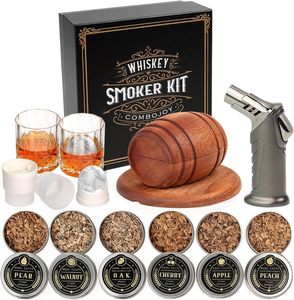 Old Fashioned Whiskey hút thuốc <span class=keywords><strong>Kit</strong></span> cho nam giới bao gồm ngọn đuốc 6 hương vị gỗ Chip 2 kính 2 Ice Ball khuôn Ice Cream công cụ - Product Image 1