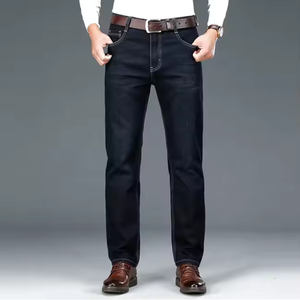 Jeans slim fit pour homme - Taille mi-haute, jambe droite, extensible, respirant, 100% polyester, écologique, antistatique, anti-boulochage - Product Image 2