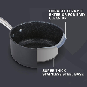 <span class=keywords><strong>Casserole</strong></span> enduite de <span class=keywords><strong>pierre</strong></span> de marbre antiadhésive en aluminium de haute qualité de luxe poêles et casseroles de cuisson forgées en granit batterie de cuisine 9 pièces - Product Image 3