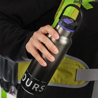 Botella de Agua Deportiva PINKAH Personalizada de 570 ml, a Prueba de Fugas, Libre de BPA, de Acero Inoxidable Clásico, con Tapa Abatible y Pajita