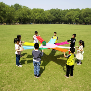 Paracadute Girasole 8 Piedi con 8 Maniglie, Gioco per 8 Bambini, Giochi per Feste, Giocattolo Educativo, Allenamento di Squadra, per Esterni e Interni, in Vinile - Product Image 1