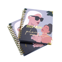 Cahier hebdomadaire d'entraînement en spirale A4 imprimé sur mesure nouveau design avec tissu et fil de couverture en PP reliure à coudre taille A3
