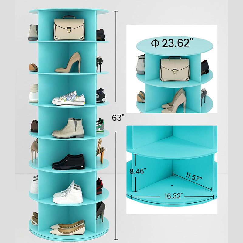 7-tier rotating shoe rack in Tiffany blue