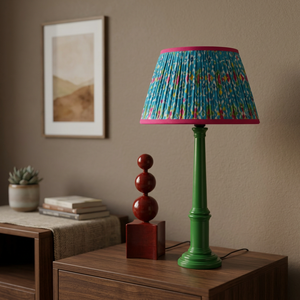 Lampe de table traditionnelle avec abat-jour en tissu floral multicolore, style Empire, E27, décoration de chambre à coucher, prix de gros, lampe de table faite à la main - Product Image 2