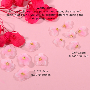Prodotti <span class=keywords><strong>per</strong></span> <span class=keywords><strong>Unghie</strong></span> in Resina con Fiori 3D Rosa Intagliati a Mano di Alta Qualità con Perline Dorate - Product Image 5