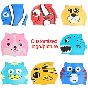 Cartoon Cute Animal Children Soft Waterproof Boys Girls Kids Universal Swim Cap Silicon Swimming Cap For Children