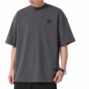High Quality Custom Mens 280GSM Heavy Weight 100 Cotton Oversized Turtleneck <b>Collar</b> <b>T</b> <b>Shirt</b> Luxury Thick Drop Shoulder Blank Tee - Product Image 4