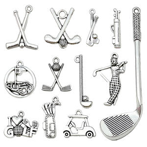 DIY Retro Alloy Accessoires Ancient Silver Sports Goods <span class=keywords><strong>Golf</strong></span> Pendant Keychain Small - Product Image 2