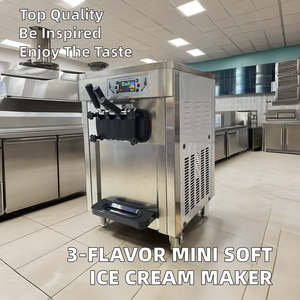 Nouvelle mini <span class=keywords><strong>machine</strong></span> à crème glacée molle commerciale en acier inoxydable à trois saveurs avec petit fabricant de crème glacée au yaourt et aux fruits - Product Image 2