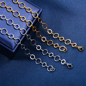 Collar de Acero Inoxidable Hecho a Mano de 10 mm, Cadena de Eslabones Circulares Redondos para Mujeres y Hombres, Gargantilla Geométrica Chapada en Oro, Joyería de Metal - Product Image 1