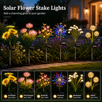 Lampes solaires à piquet pour jardin, LED étanches, en forme de papillon, pissenlit, luciole, fleurs, pour la décoration extérieure de la cour, du patio, du chemin et du paysage