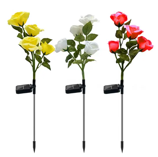 Lanternes solaires de décoration, lampe de jardin solaire imperméable, Rose artificielle, fleur solaire
